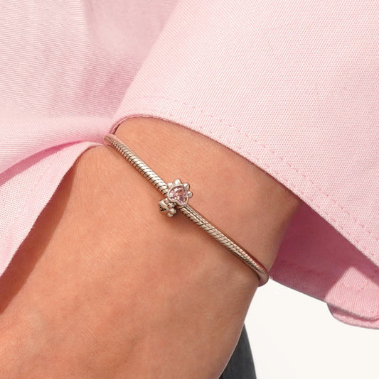 Gnoce Engravable Birthstone Pet Paw Charm Platinum-plated Silver Blend_6