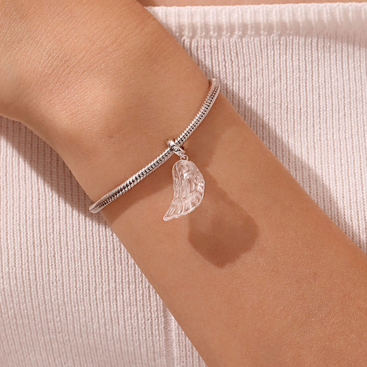 Gnoce Natural Clear Crystal Wings Charm Platinum-plated Silver Blend_6