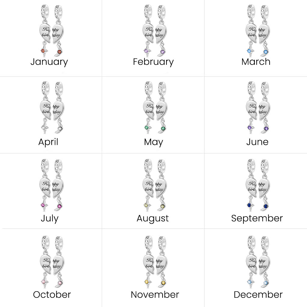 Gnoce Engravable Name Birthstone Double Charm Platinum-plated Silver Blend_7