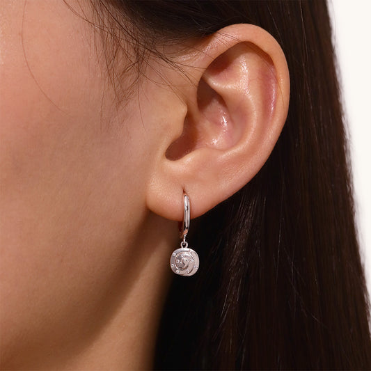 Gnoce Cinnamon Bun Hoop Earrings Platinum-plated Silver Blend_5
