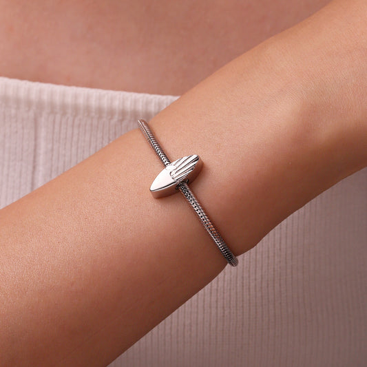 Gnoce Wave Surfboard Engravable Charm Platinum-plated Silver Blend_5
