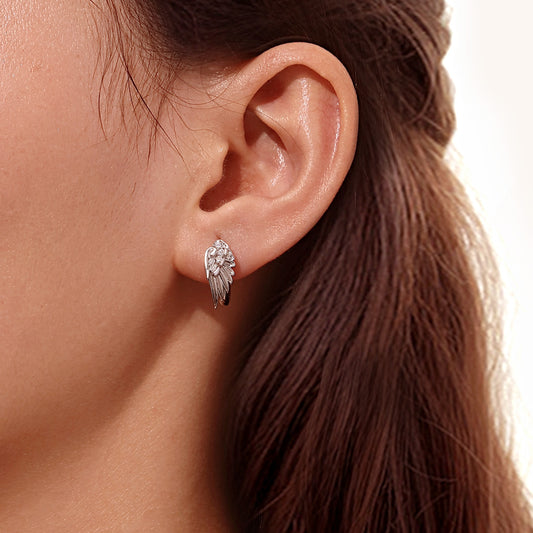 Gnoce Angel Wing Hoop Earrings Platinum-plated Silver Blend_5