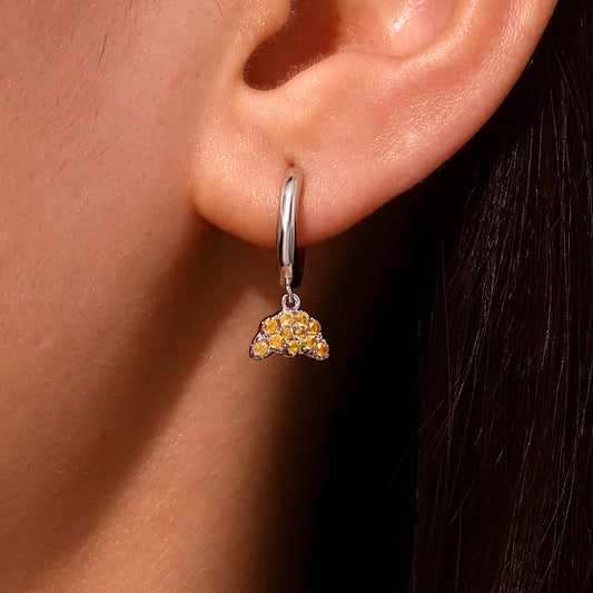 Gnoce Croissant Bread Hoop Earrings Platinum-plated Silver Blend_5