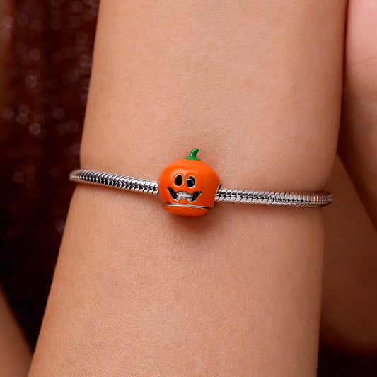 Gnoce Double-layer Skull Pumpkin Head Charm Platinum-plated Silver Blend_8