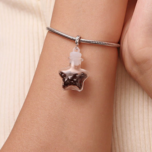 Gnoce Garnet Star Glass Bottle Charm Platinum-plated Silver Blend_6