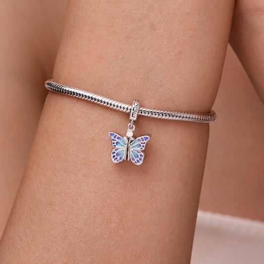 Gnoce Butterfly Vibrating Wings Engravable Charm Platinum-plated Silver Blend_7