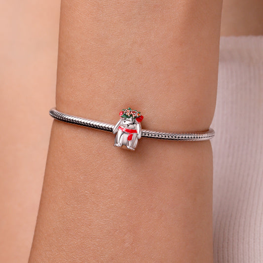 Gnoce Christmas Bunny Charm Platinum-plated Silver Blend_5