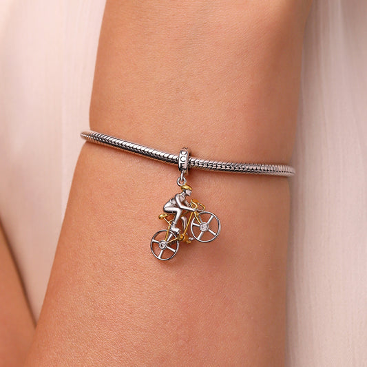 Gnoce Road Cycling Competition Charm Platinum-plated Silver Blend_7