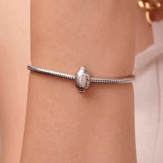 Gnoce Sports Rugby Football Engravable Charm Platinum-plated Silver Blend_5