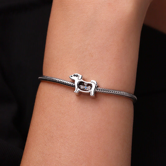 Gnoce Puppy Bone Birthstone Charm Platinum-plated Silver Blend_6
