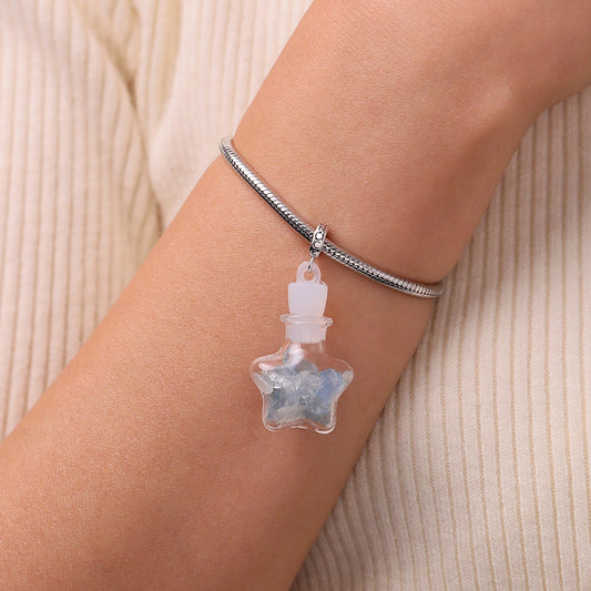 Gnoce Aquamarine Crystal Glass Bottle Charm Platinum-plated Silver Blend_6
