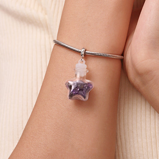 Gnoce Amethyst Crystal Glass Bottle Charm Platinum-plated Silver Blend_6