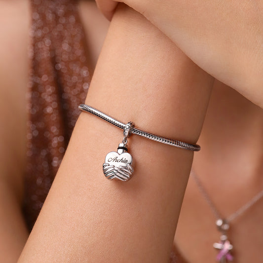 Gnoce Forever In My Heart Memorial Urn Ashes Charm Platinum-plated Silver Blend_7
