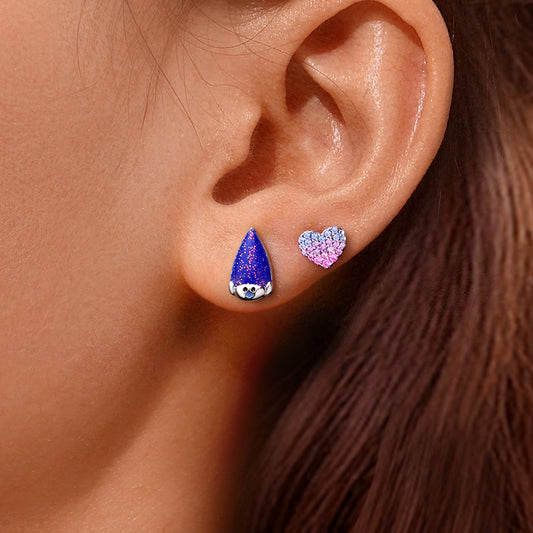 Gnoce Trolls Branch Heart Mismatched Stud Earrings_5