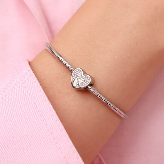 Gnoce Mother's Palms Big Hand Little Hand Charm Platinum-plated Silver Blend_5