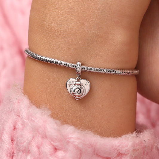 Gnoce Beating Heart Engravable Charm Platinum-plated Silver Blend_8