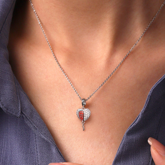 Gnoce Broken Birthstone Heart Charm Platinum-plated Silver Blend_7
