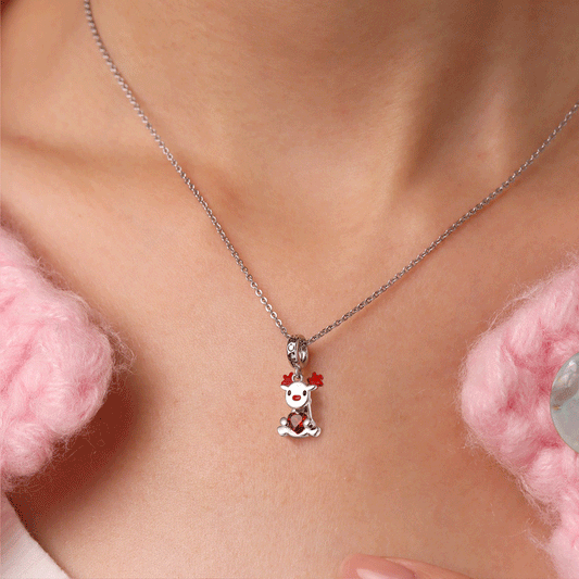 Gnoce Christmas Elk Rotating Body Embraces Charm Platinum-plated Silver Blend_6
