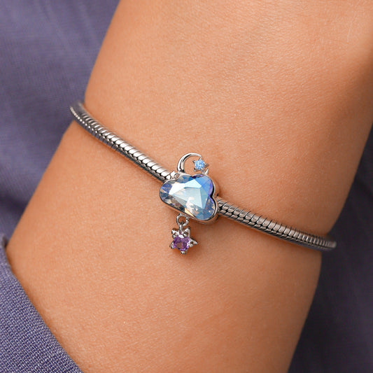 Gnoce Blue Cloud Star Birthstone Charm Platinum-plated Silver Blend_5