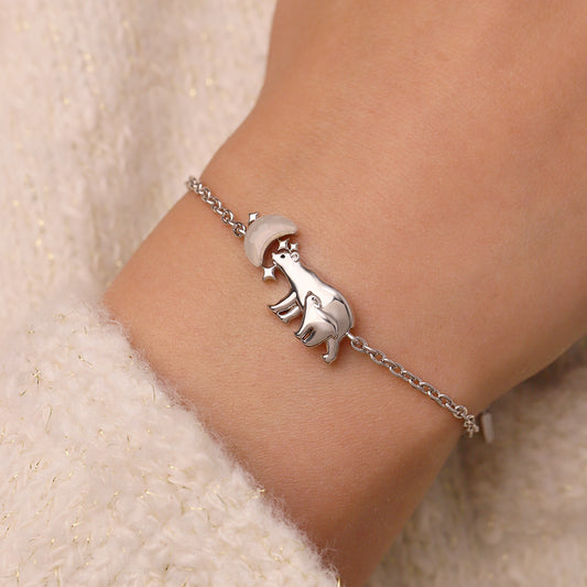 Gnoce Polar Bear Parent-Child Glow-in-the-Dark Moon Bracelet Platinum-plated Silver Blend_5