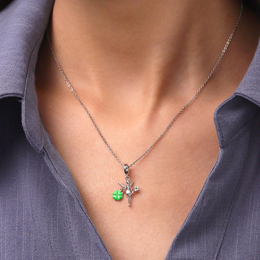 Gnoce Hand-held Glow-in-the-Dark Four-leaf Clover Charm Platinum-plated Silver Blend_6