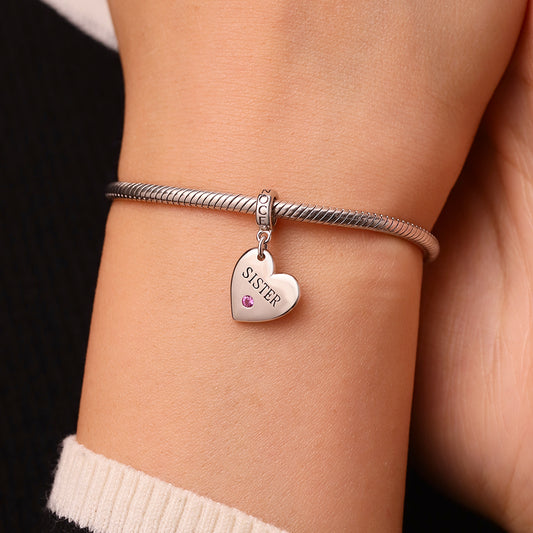 Gnoce SISTER Family Birthstone Charm Platinum-plated Silver Blend_7