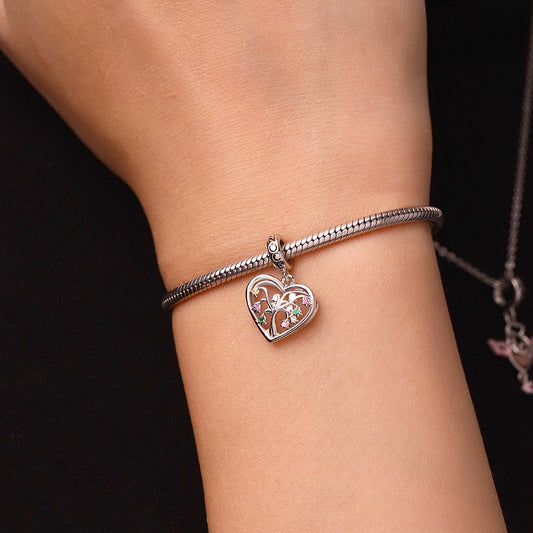 Gnoce Birthstone Lily Tree of Life Charm Platinum-plated Silver Blend_6