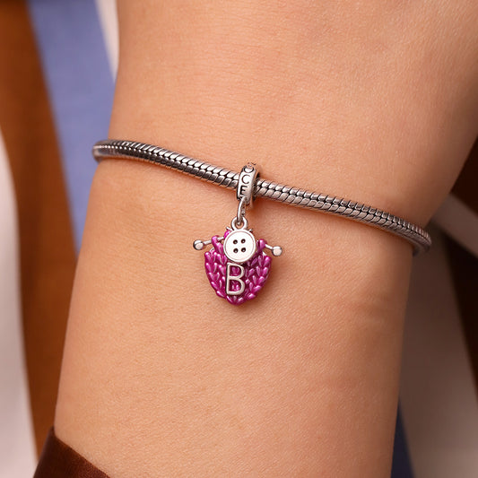 Gnoce Initial Letter Knitted Sweater Charm Platinum-plated Silver Blend_5