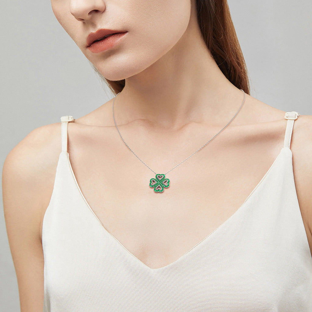 Gnoce Lucky Four-leaf Clover Twisted Rope Necklace_6