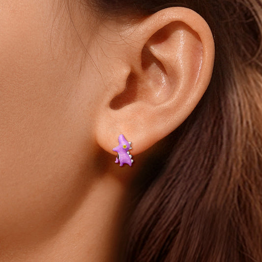 Gnoce Tyrannosaurus Dinosaur Glow-in-the-Dark Earrings Platinum-plated Silver Blend_6