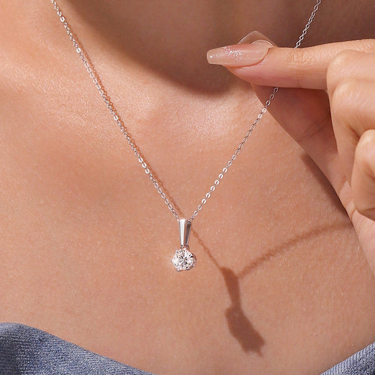 Gnoce Moissanite Drop Solitaire Necklace Platinum-plated Silver Blend_5