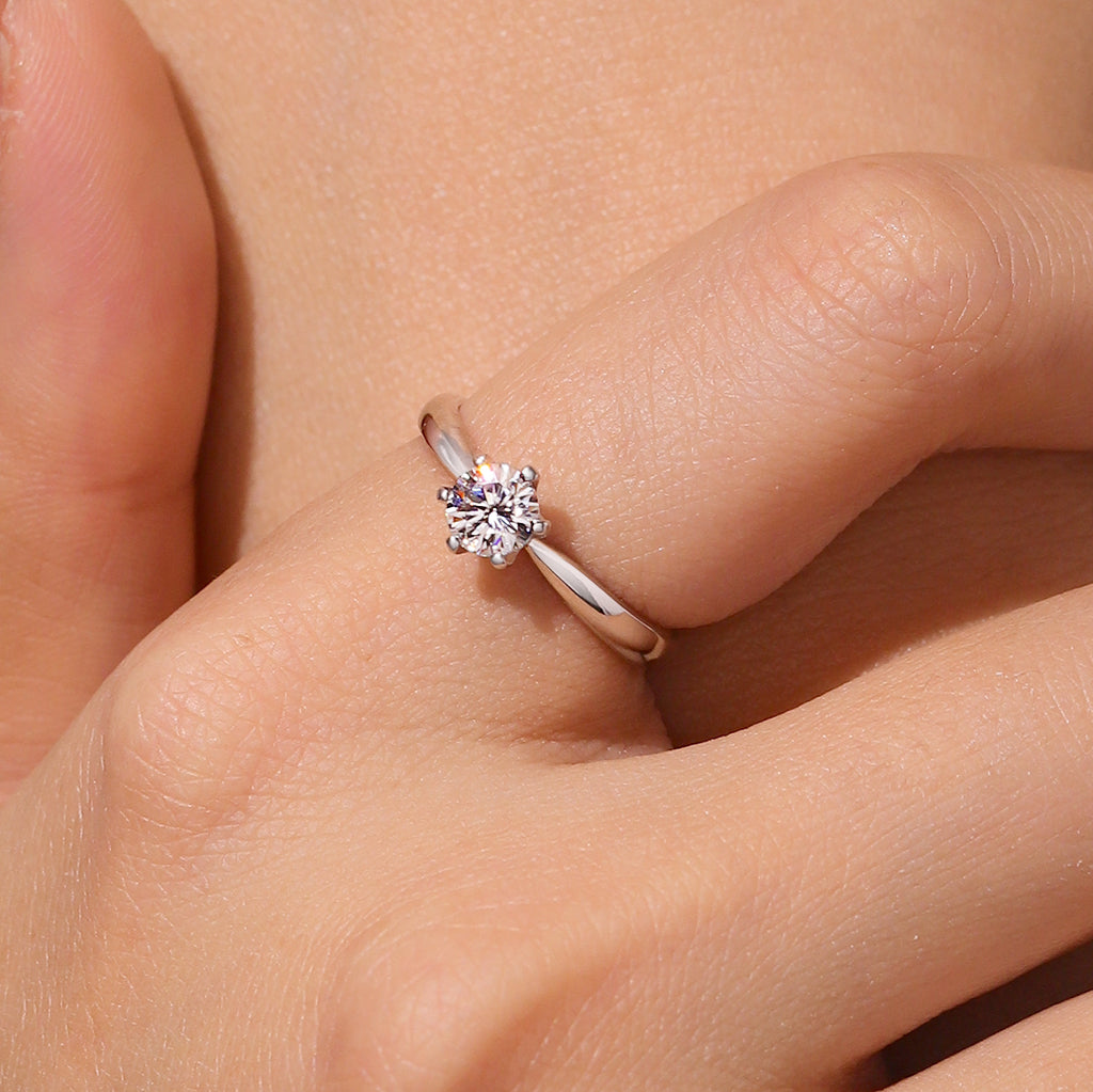 Gnoce Classic 1Ct Round Halo 925S & VVS Moissanite Engagement Ring_5