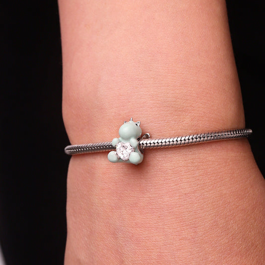 Gnoce Glow-in-the-Dark Unicorn Embraces Love Charm Platinum-plated Silver Blend_7
