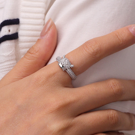 Gnoce Highland Cow Diamond Ring Platinum-plated Silver Blend_5