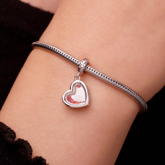 Gnoce Birthstones Forever Heart Charm Platinum-plated Silver Blend_8