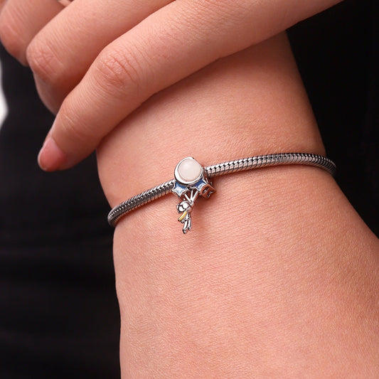 Gnoce Little Boy Glow-in-the-Dark Starry Sky Charm Platinum-plated Silver Blend_6
