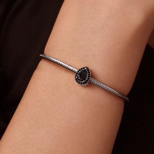 Gnoce Pear-shaped Black Hair Quartz Charm Platinum-plated Silver Blend_6