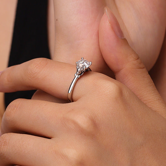 Gnoce Skeleton Highland Cow Embraces Moissanite Round Cut Ring_9