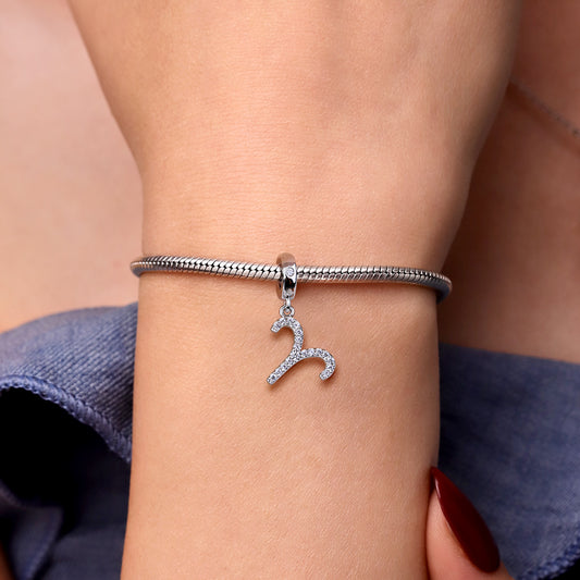 Gnoce " Real Love" 925 Sterling Silver Aries Charm Zodiac Sign Pendant With Cz For Bracelet_3