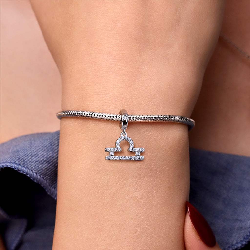 Gnoce "Hidden Talent" 925 Sterling Silver Libra Charm Zodiac Sign Pendant With Cz For Bracelet_3