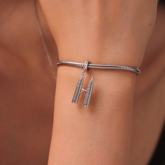 Gnoce Petronas Twin Towers Charm Platinum-plated Silver Blend_6
