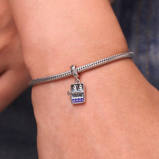 Gnoce Sardine Can Glow-in-the-Dark Charm Platinum-plated Silver Blend_7