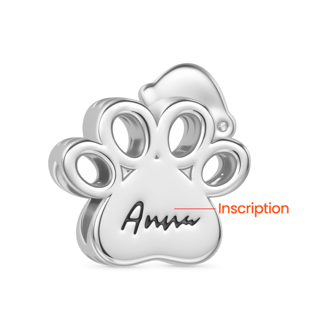 Gnoce Christmas Pet Paw Engravable Charm Platinum-plated Silver Blend_5