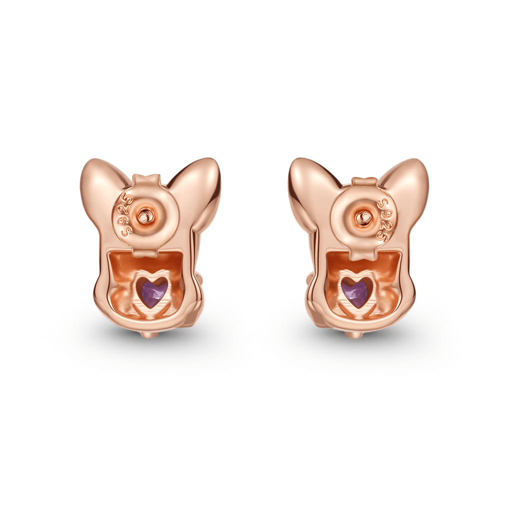 Gnoce Corgi Embrace Love Heart Stud Earrings_4