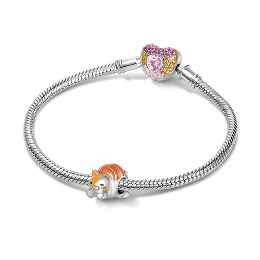 Gnoce Glow-in-the-Dark Salmon Sushi Cat Charm Platinum-plated Silver Blend_3