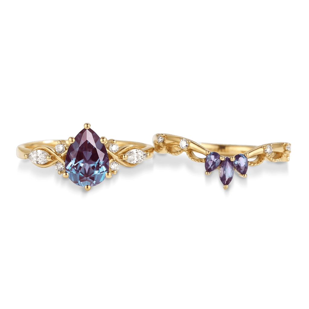 Gnoce Morning Glory Inspired Engagement Ring Set_4