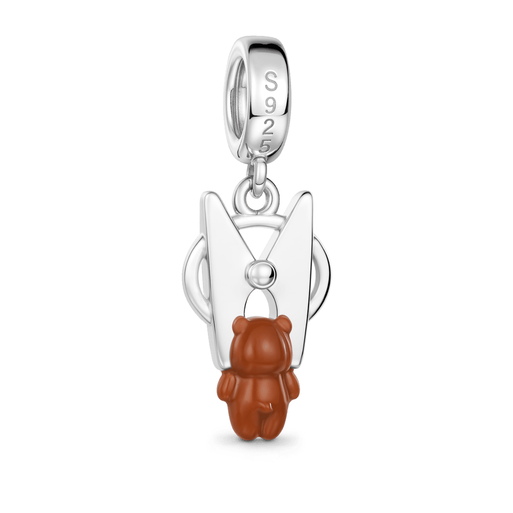 Gnoce Teddy Bear Clothespin Charm Platinum-plated Silver Blend_5