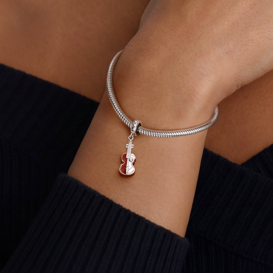 Gnoce Violin Charm Platinum-plated Silver Blend_2