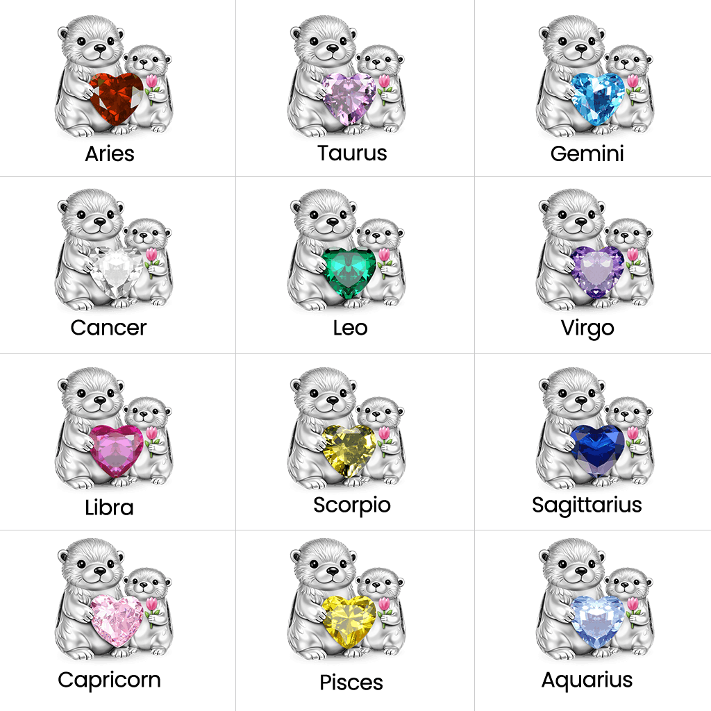 Gnoce Mother's Day Otter Mom & Baby Embrace Love Charm_6