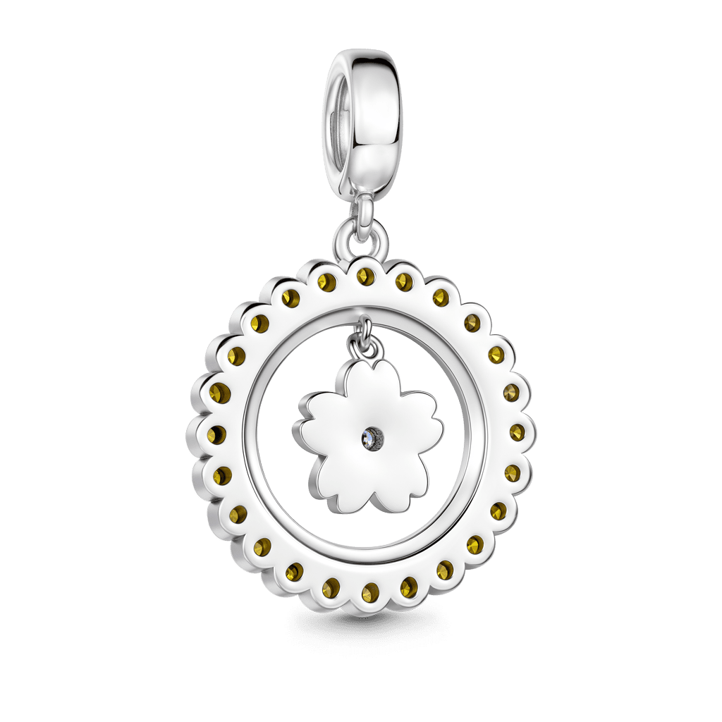 Gnoce Flower Charm Platinum-plated Silver Blend_5